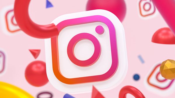 Instagram ig logo on abstract geometry background