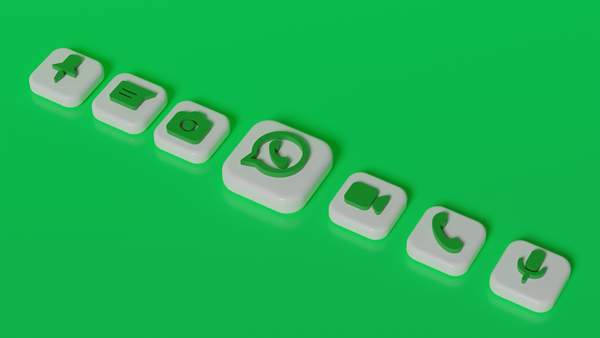 3d render whatsapp logo button with chat icons